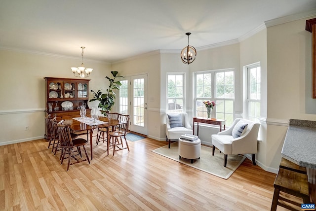 332 Overview St, Waynesboro, VA 22980 - dining room with a chandelier, light wood-type flooring, baseboards, and ornamental molding