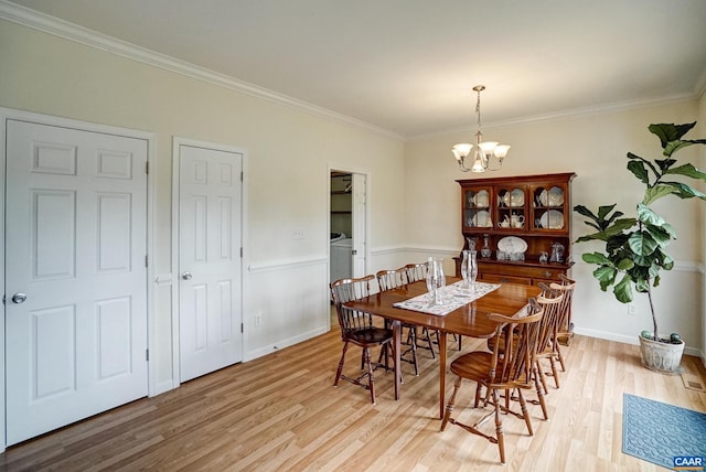332 Overview St, Waynesboro, VA 22980 - dining room with a chandelier, light wood-type flooring, and ornamental molding