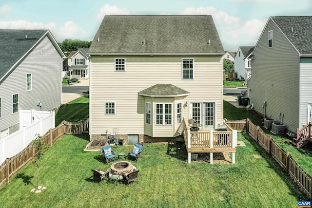 332 Overview St, Waynesboro, VA 22980 - rear view of property with a fire pit, a deck, and roof with shingles