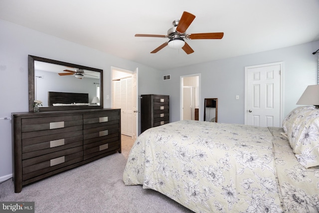 106 Everest Cir Unit 106, West Chester, PA 19382 - bedroom featuring carpet flooring, a closet, and a ceiling fan