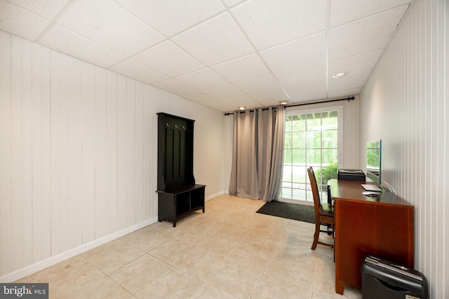 106 Everest Cir Unit 106, West Chester, PA 19382 - home office featuring a paneled ceiling, light tile patterned flooring, and baseboards