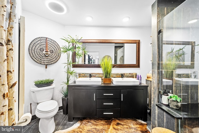 68 Winthrop Rd, Monroe Township, NJ 08831 - bathroom featuring double vanity, toilet, a stall shower, and recessed lighting