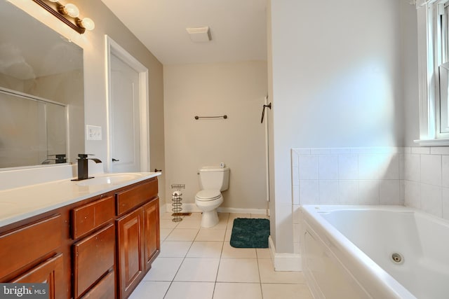 5221 Trumps Mill Rd, Baltimore, MD 21206 - full bathroom with tile patterned floors, a whirlpool tub, vanity, and a stall shower