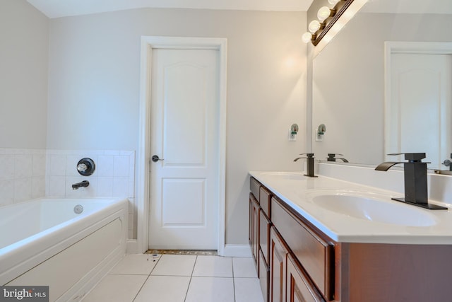 5221 Trumps Mill Rd, Baltimore, MD 21206 - bathroom with tile patterned flooring, double vanity, and a bath