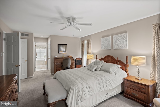 29 Dominion Dr, Marlton, NJ 08053 - carpeted bedroom featuring ensuite bathroom and a ceiling fan