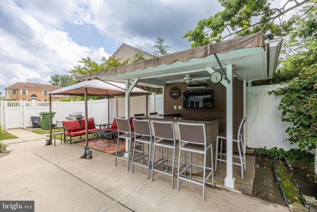 29 Dominion Dr, Marlton, NJ 08053 - fenced backyard with a gazebo, a ceiling fan, and a patio area