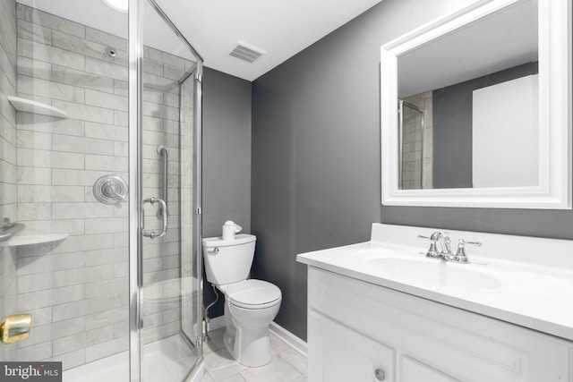 534 Hillcrest Ave, Glenside, PA 19038 - bathroom with toilet, vanity, a stall shower, and baseboards