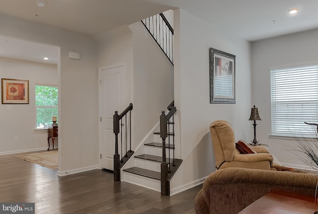 8716 Windon Ct, Waldorf, MD 20603 - stairs with wood finished floors, baseboards, and recessed lighting