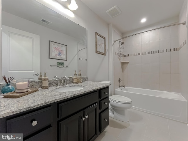 8716 Windon Ct, Waldorf, MD 20603 - bathroom with toilet, vanity, tile patterned flooring, and bathtub / shower combination