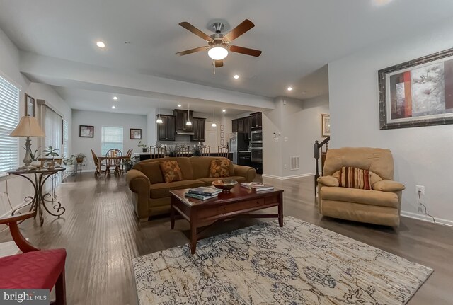 8716 Windon Ct, Waldorf, MD 20603 - living area with baseboards, a ceiling fan, and recessed lighting
