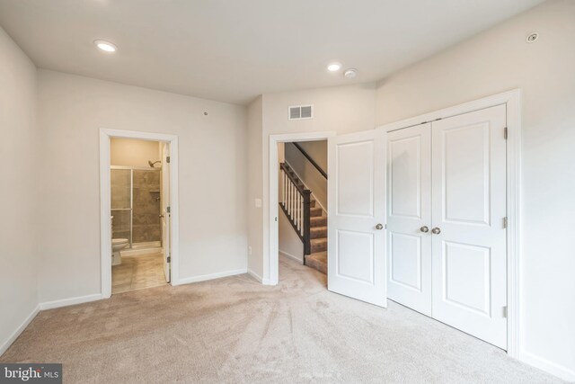 8039 Baxter St, Derwood, MD 20855 - unfurnished bedroom featuring carpet flooring, baseboards, a closet, recessed lighting, and ensuite bathroom