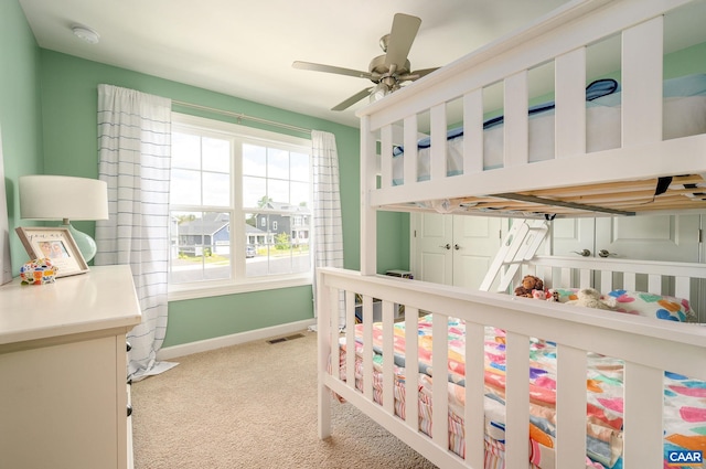 3707 Thicket Run Pl, Charlottesville, VA 22911 - bedroom with baseboards, light colored carpet, and ceiling fan