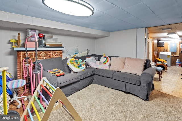 2824 Ashland Ave, Baltimore, MD 21205 - carpeted living area with electric panel