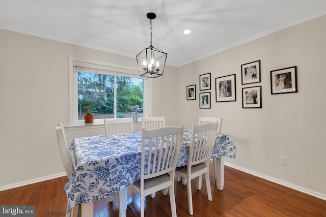 1995 Pierce Dr, Whitehall, PA 18052 - dining space with a chandelier, wood finished floors, baseboards, crown molding, and recessed lighting