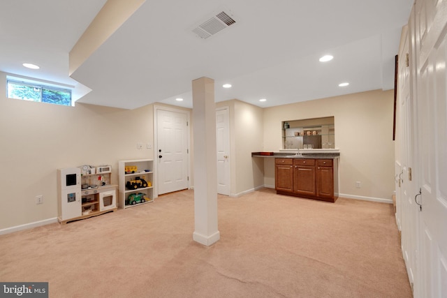 1995 Pierce Dr, Whitehall, PA 18052 - basement with light colored carpet, baseboards, recessed lighting, and a sink