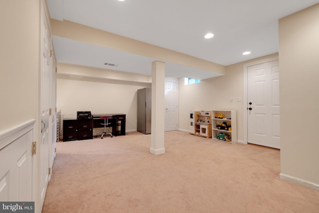 1995 Pierce Dr, Whitehall, PA 18052 - finished basement featuring light colored carpet, recessed lighting, and baseboards