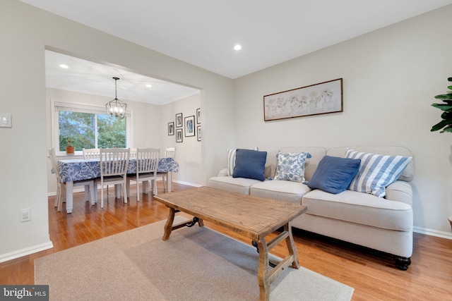 1995 Pierce Dr, Whitehall, PA 18052 - living area with baseboards, wood finished floors, recessed lighting, and a chandelier