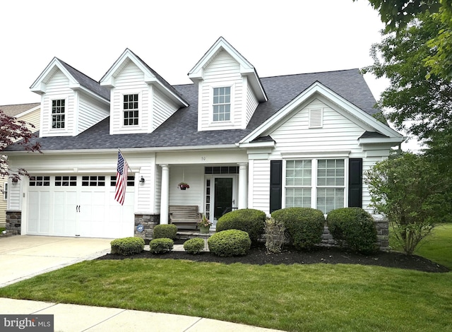 30 Keswick Path, Medford, NJ 08055 - cape cod-style house featuring a shingled roof, a front lawn, driveway, and a garage