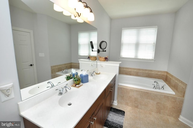 30 Keswick Path, Medford, NJ 08055 - bathroom featuring a garden tub, double vanity, and tile patterned floors