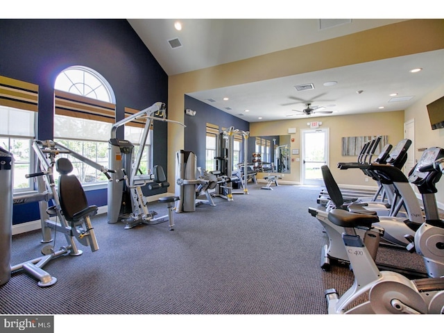 30 Keswick Path, Medford, NJ 08055 - workout area with a ceiling fan, recessed lighting, and baseboards