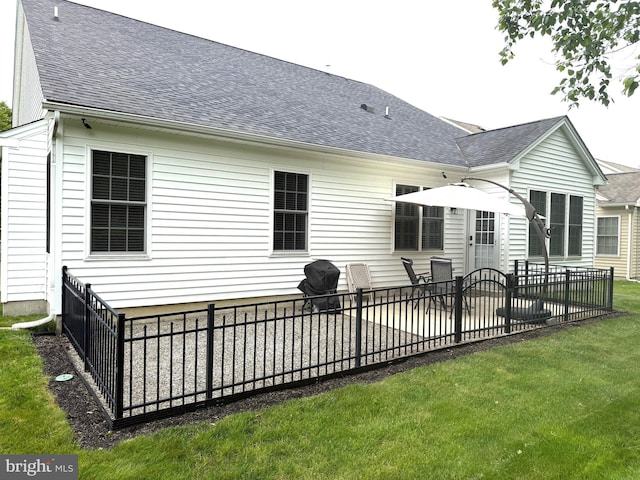 30 Keswick Path, Medford, NJ 08055 - back of house featuring a shingled roof and a patio