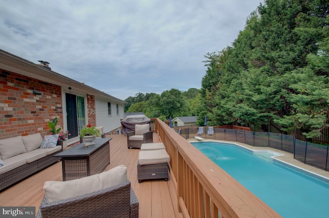 3405 Sundown Farms Way, Olney, MD 20832 - wooden deck with an outdoor living space and area for grilling