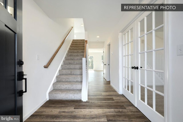 6 Weston Cir Lot 61, Duncannon, PA 17020 - foyer entrance featuring dark wood-type flooring, stairway, recessed lighting, baseboards, and french doors