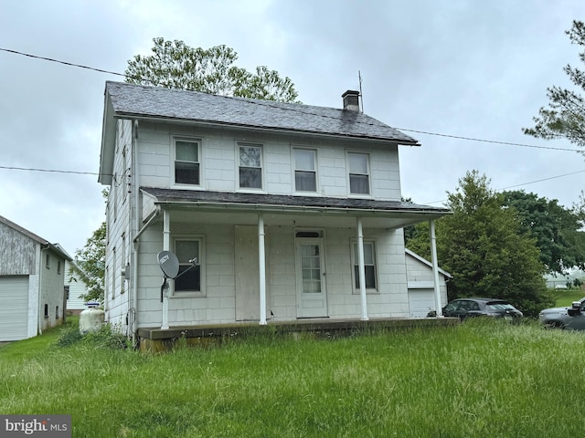 15 Cinder Rd, New Providence, PA 17560 - view of front of property with a chimney, a porch, and a shingled roof