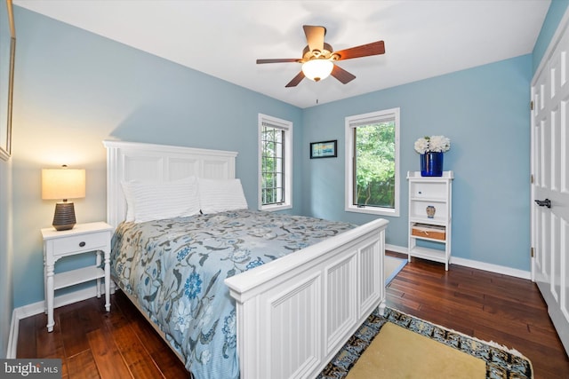 114 W Pembrey Dr, Wilmington, DE 19803 - bedroom with dark wood-style flooring and ceiling fan