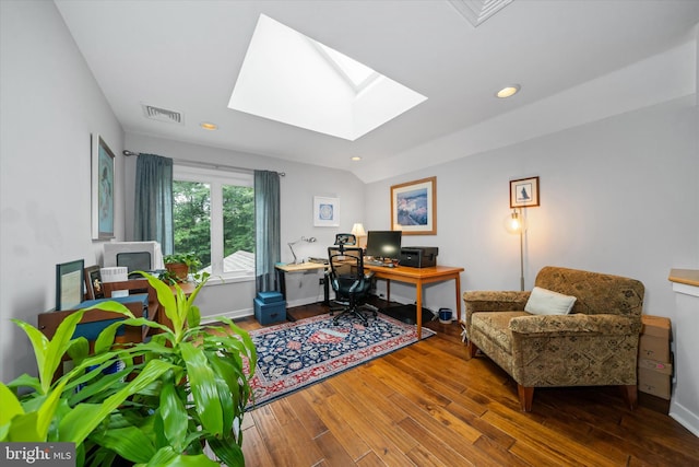 114 W Pembrey Dr, Wilmington, DE 19803 - office area featuring wood finished floors, a skylight, and recessed lighting