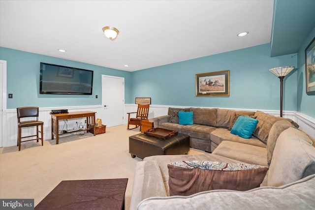 114 W Pembrey Dr, Wilmington, DE 19803 - carpeted living area with wainscoting and recessed lighting