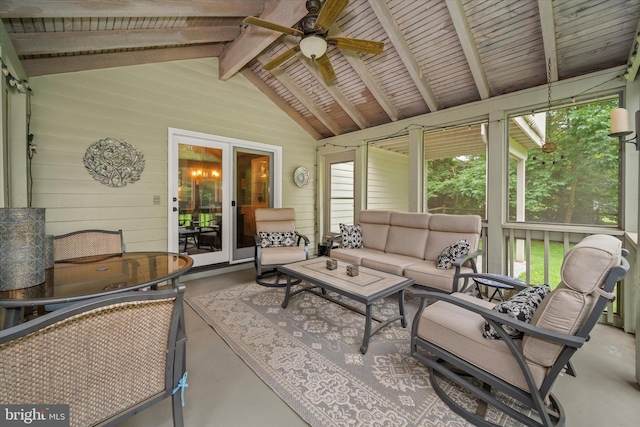 114 W Pembrey Dr, Wilmington, DE 19803 - sunroom / solarium with a ceiling fan and outdoor lounge area