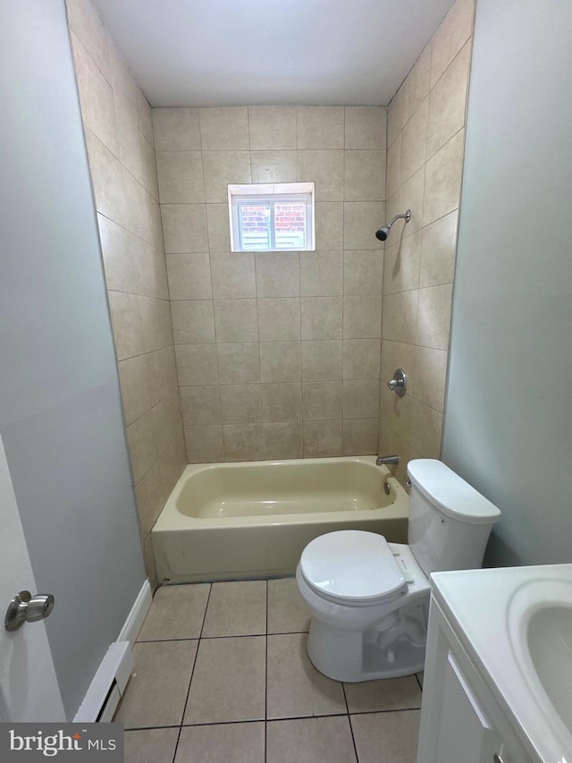 4549 N Mole St, Philadelphia, PA 19140 - full bathroom featuring tile patterned flooring, toilet, vanity, tub / shower combination, and baseboard heating