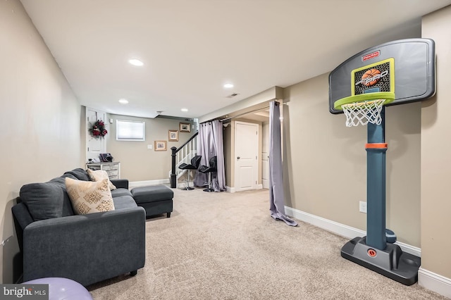 3203 Beverly Rd, Baltimore, MD 21214 - exercise area with carpet floors, baseboards, and recessed lighting