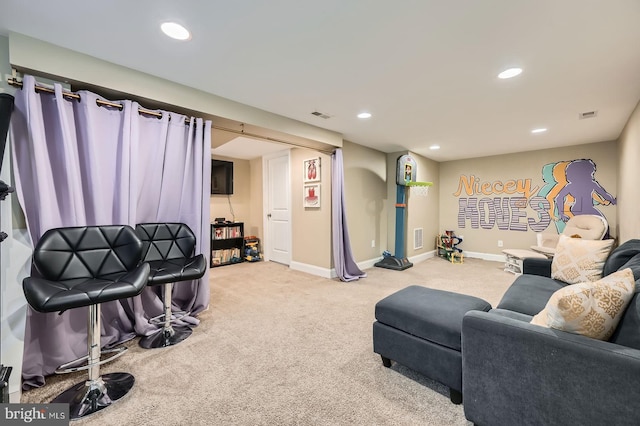 3203 Beverly Rd, Baltimore, MD 21214 - living area with light colored carpet, recessed lighting, and baseboards