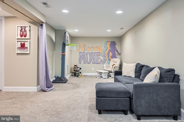 3203 Beverly Rd, Baltimore, MD 21214 - carpeted living area with recessed lighting and baseboards