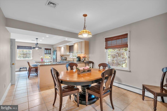 1 Birchall Dr, Haddonfield, NJ 08033 - dining space featuring light tile patterned floors, recessed lighting, and baseboards
