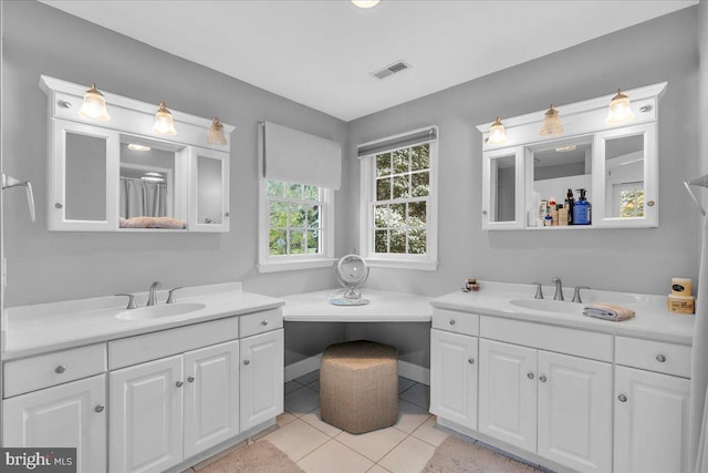 1 Birchall Dr, Haddonfield, NJ 08033 - bathroom featuring two vanities and tile patterned flooring