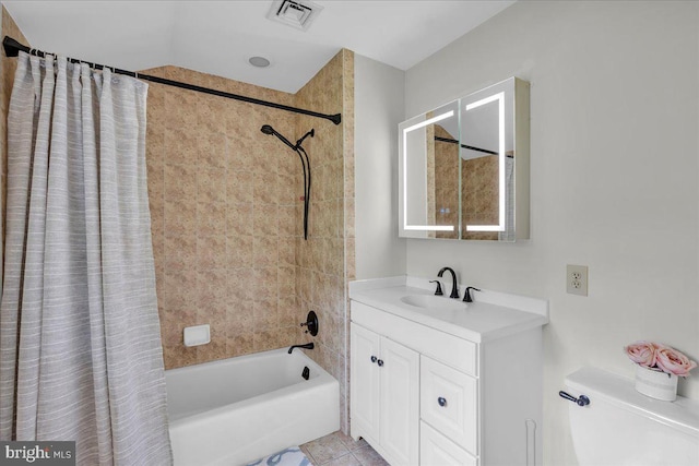 1 Birchall Dr, Haddonfield, NJ 08033 - bathroom with shower / tub combo with curtain, toilet, vanity, and tile patterned flooring