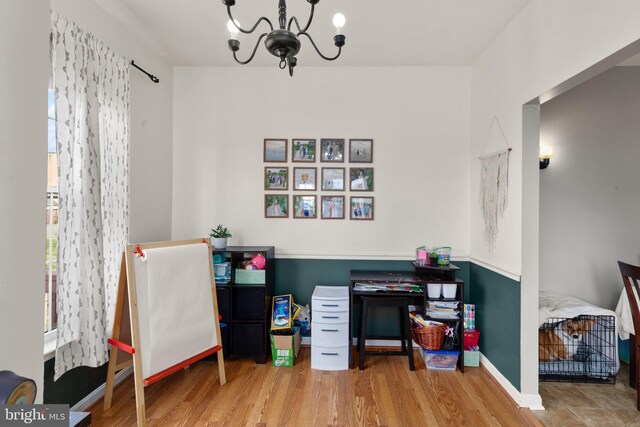 714 Kirkcaldy Way, Abingdon, MD 21009 - office area featuring a chandelier, wood finished floors, and baseboards