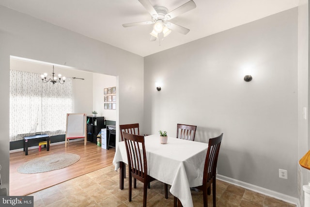 714 Kirkcaldy Way, Abingdon, MD 21009 - dining room with a chandelier, a ceiling fan, and baseboards