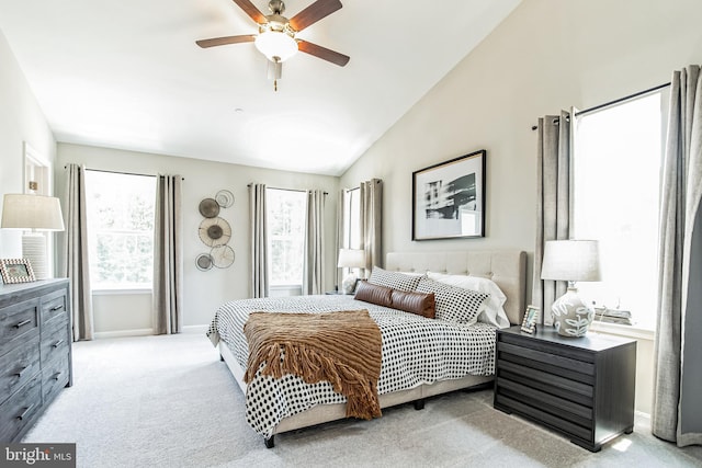 7308 Roxy Run Unit 10, Clinton, MD 20735 - bedroom featuring lofted ceiling, light carpet, baseboards, and a ceiling fan