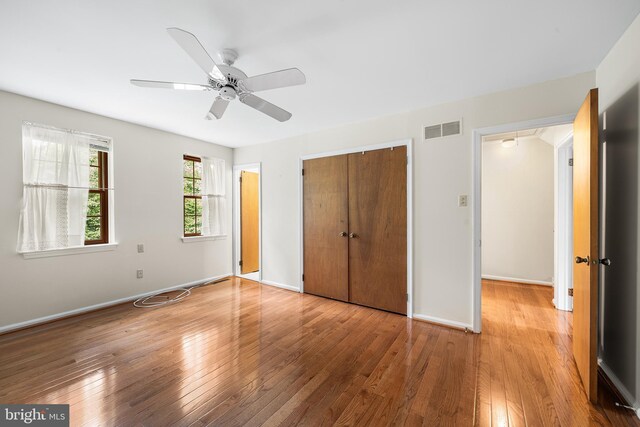 229 Bloomingdale Ave Unit 1, Wayne, PA 19087 - unfurnished bedroom with light wood-type flooring, a closet, ceiling fan, and baseboards