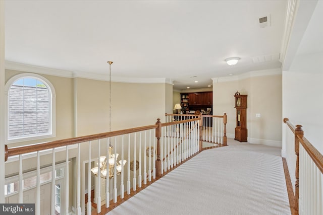 501 Jasmine Cir, Upper Gwynedd, PA 19446 - corridor with an upstairs landing, crown molding, and baseboards
