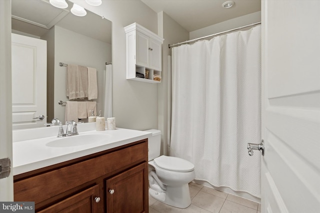 501 Jasmine Cir, Upper Gwynedd, PA 19446 - bathroom with tile patterned floors, vanity, toilet, and a shower with shower curtain