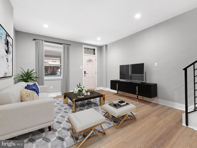 320 E Shedaker St, Philadelphia, PA 19144 - living room with wood finished floors, recessed lighting, and baseboards