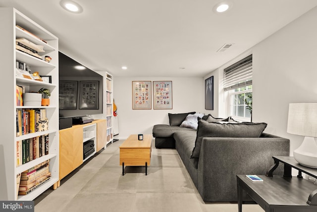 6109 Houston Ct, Alexandria, VA 22310 - living area with recessed lighting and concrete flooring