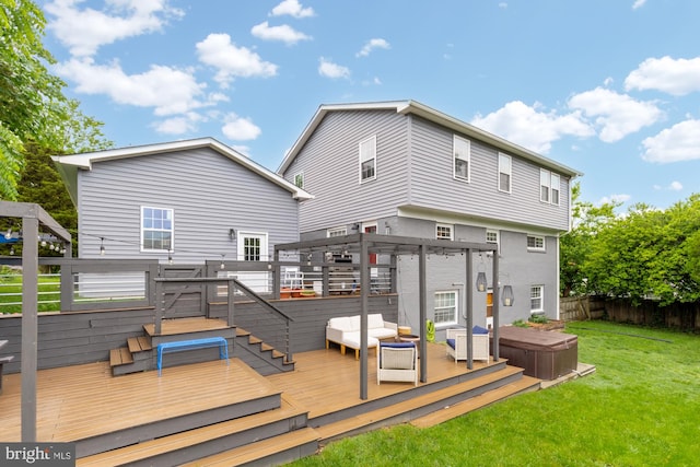 6109 Houston Ct, Alexandria, VA 22310 - back of house featuring a hot tub and a deck