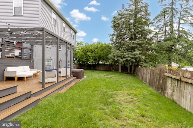 6109 Houston Ct, Alexandria, VA 22310 - view of yard featuring a hot tub and a wooden deck