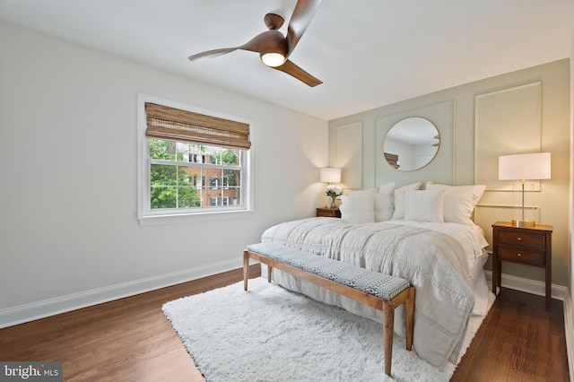 1312 Michigan Ave, Alexandria, VA 22314 - bedroom featuring baseboards, wood finished floors, and a ceiling fan
